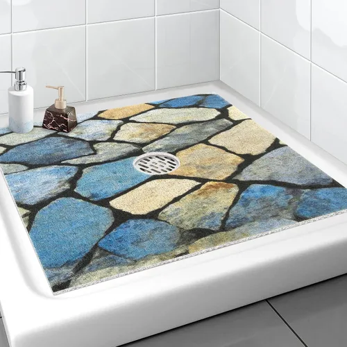 Vista 11 de Tapete de Ducha Cuadrado Extra Grande, Yonala 36 x 36 Pulgadas Tapetes de Ducha Elegantes Antideslizantes para Interior de Ducha con Orificio