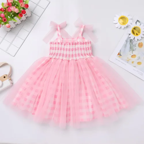 Vista 2 de Vestido tutú para niña, sin mangas, fruncido, vestido de verano con lentejuelas brillantes, lunares, estrellas, princesa, vestido de tul