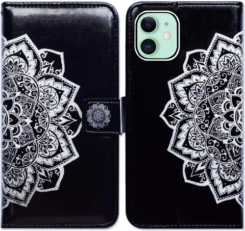 Vista 36 de Bcov Funda para iPhone 11, funda de piel con tapa y función atril para iPhone 11, diseño de flores y mariposas azules