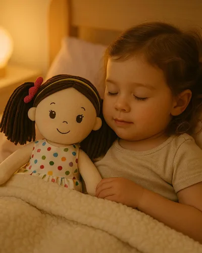 Vista 5 de Linzy Toys - Muñeca de trapo de felpa suave Adalyn de 16 pulgadas con lunares coloridos para niñas – Compañera de abrazo rellena para dormir