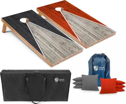 Vista 55 de Tailgating Pros Juego de tablero de Cornhole ligero con diseño piramidal con bolsas de frijoles y estuche de transporte, juego de cornhole