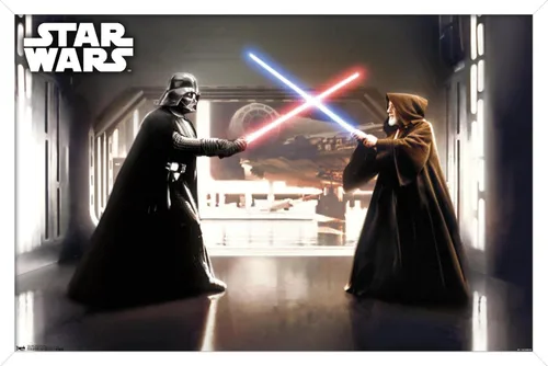 Vista 11 de Star Wars: Saga - First Duel Wall Poster, 22.4L x 14.7W, Barnwood Framed Version