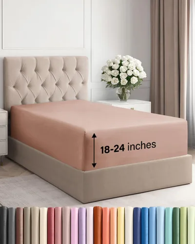 Vista 170 de Sábana bajera ajustable extra profunda Twin XL – Sábana bajera individual de lujo de hotel solamente – Se adapta fácilmente a colchones de 18 a 24