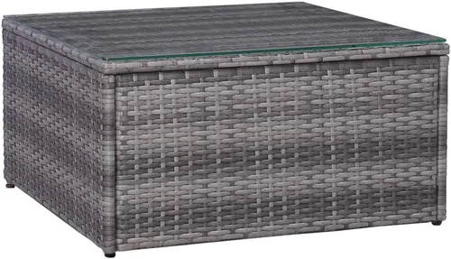 Vista 6 de Ensemble de Salon 5 Pièces en Simili-Rotin Gris PE Pour Jardin et Terrasse, Résistant aux Intempéries avec Coussin Amovible, Table Basse en Verre et
