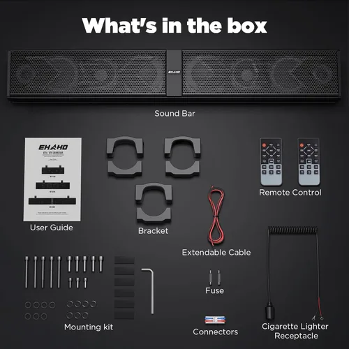 Vista 9 de Ehaho Barra de sonido UTV de 34 pulgadas con subwoofer, barra de sonido SXS de 8 altavoces con Bluetooth e iluminación RGB, altavoces impermeables
