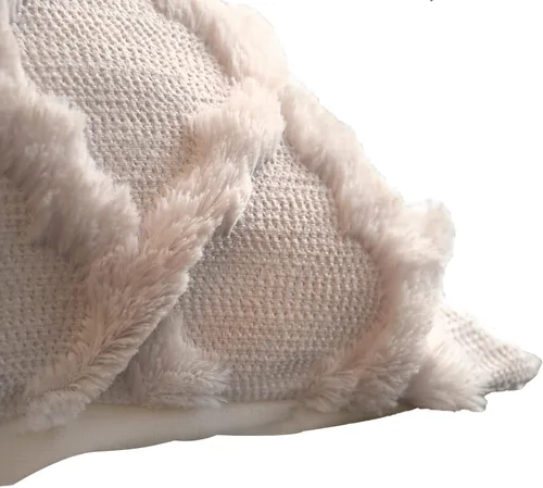 Vista 2 de Funda de almohada corporal en patrón de terciopelo gofre, funda de almohada corporal beige con cremallera de 21 x 54 pulgadas, 1 pieza, adecuada