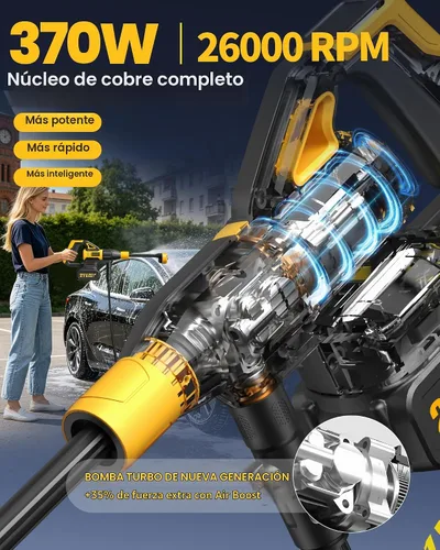 Vista 4 de Lavadora a presión inalámbrica funciona con pilas (forjada amarillo-negro)