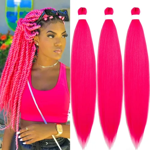Vista 65 de Pelo trenzado corto 1B negro preestirado Extensiones de pelo trenzado para niños para trenzas de caja sin nudos, pelo trenzado preestirado de 16