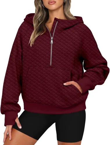 Vista 3 de BETTE BOUTIK Sudaderas con capucha atléticas con media cremallera para mujer, con forro polar, ropa de invierno 2023