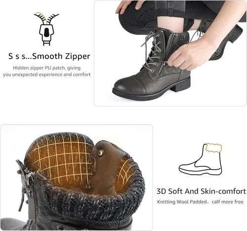 Vista 22 de STQ Botas de combate con cordones para mujer