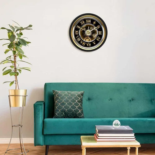 Vista 8 de Geek Alerts Clockwork - Reloj de pared de cuarzo silencioso estilo steampunk con control de voz, luz nocturna LED para dormitorio, hogar, números