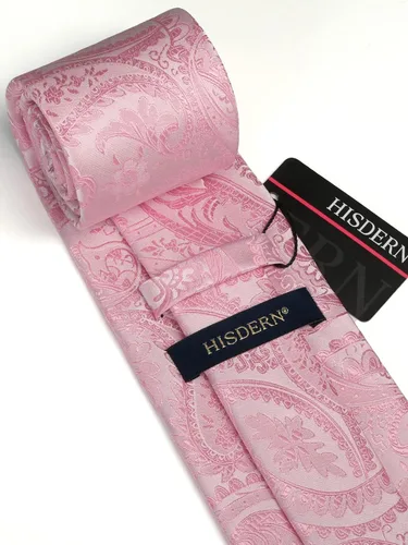 Vista 24 de HISDERN Corbatas para hombre, corbata de cachemira y bolsillo cuadrado tejido clásico floral para hombre, corbata de fiesta de boda