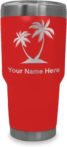 Vista 40 de LaserGram Vaso aislado al vacío de 20 onzas, palmeras, grabado personalizado incluido (negro)