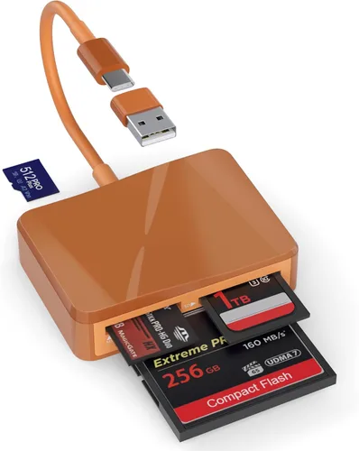 Vista 11 de Lector de tarjetas SD, 4 en 1 USB C a SD/TF/CF/MS lector de tarjetas con adaptador USB a USB C, lector de tarjetas de memoria para iPhone 17/16/15