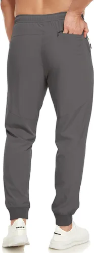 Vista 3 de SPOSULEI Mens Lightweight Athletic Joggers Hiking Sweatpants Quick Dry Running Workout Tapered Pants with Zipper Pockets