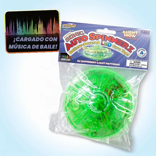 Vista 3 de Geospace Super Sonic LED Auto Spinnerz - Top giratorio autoalimentado (paquete de 2 en varios colores)