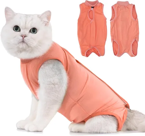 Vista 19 de Avont Traje de recuperación para gatos – Mameluco de gatito para gatos después de la cirugía, traje quirúrgico de esterilización alternativo al cono