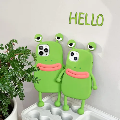 Vista 7 de Yatchen - Funda fea compatible con iPhone 6 Plus/7 Plus/8 Plus, carcasa de teléfono kawaii de dibujos animados en 3D, rana linda de silicona suave