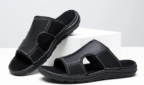 Vista 8 de Jousen Sandalias para hombre de cuero con soporte de arco para hombre, sandalias de playa para hombre al aire libre