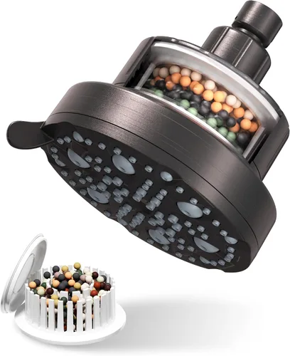 Vista 11 de Cabezal de ducha de alta presión con filtro para agua dura, filtro de 20 etapas y 7 modos de pulverización para una ducha más suave, incluye 2 modos