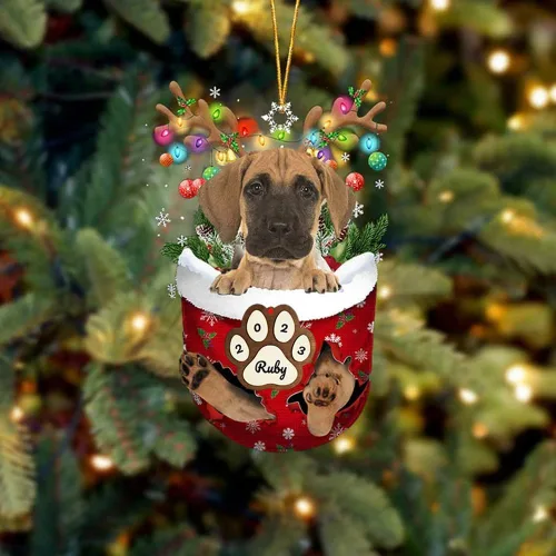 Vista 89 de Adornos personalizados de Pug cervatillo – Decoración personalizada para árbol de Navidad con patas de bolsillo de nieve