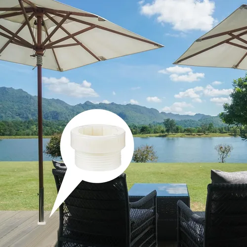 Vista 5 de Thyle Estabilizador de sombrilla de piscina, adaptador de inserción de 3/4 pulgadas, fundas adaptadoras roscadas, estabilizador de poste de Blanco