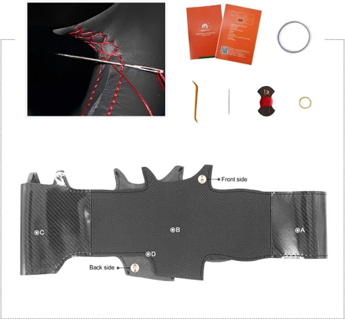Vista 3 de MEWANT Funda para volante de automóvil para Lexus es 200t 250 300 350 F Sport/RC/CT 200h / NX PU de fibra de carbono y cuero de microfibra
