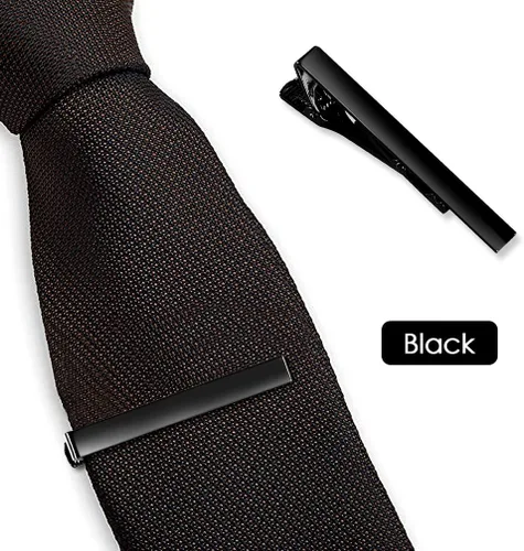 Vista 4 de Roctee Pinzas de corbata para hombres, paquete de 3 clips de corbata clásicos plateados, dorados, negros, para boda, aniversario, negocios, Cobre