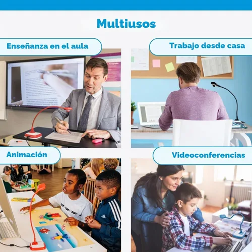 Vista 3 de HUE HD Pro - Cámara de documentos/visualizador USB para profesores/aula, color negro Cámara flexible Full HD de 1080p, micrófono integrado y luces