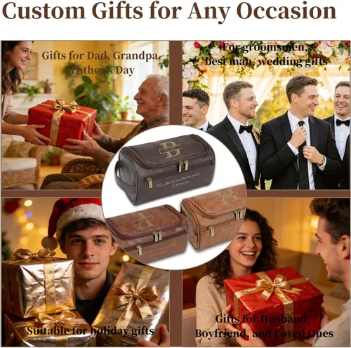 Vista 7 de Regalos personalizados para hombre Neceser Marrón oscuro