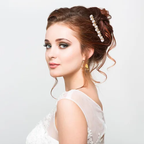 Vista 6 de 2 peines para el cabello para mujer, accesorios para el cabello, peines decorativos para mujer, peine de cabello con perlas doradas con diamantes