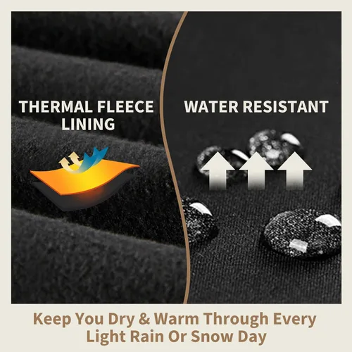 Vista 2 de HLTPRO Leggings con forro polar de talla grande para mujer con bolsillos, pantalones de yoga de cintura alta térmicos negros para entrenamiento