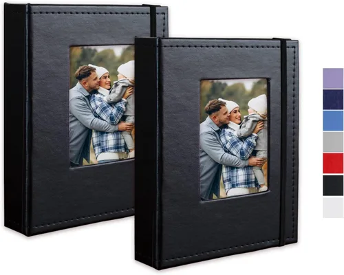 Vista 27 de Álbum de fotos pequeño de 4 x 6 pulgadas, 100 bolsillos con espacio de escritura, cubierta de cuero, libro de fotos con capacidad para fotos de 4 x