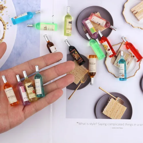 Vista 3 de 20 botellas en miniatura, lindas botellas de vino para casa de muñecas, para hacer mini comida y bebida, accesorios para decoración de casa