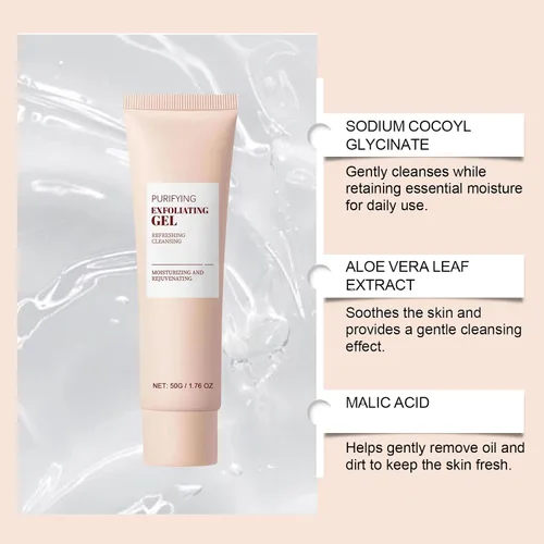 Vista 3 de Gel exfoliante para rostro y cuerpo, limpiador facial suave, gel natural para exfoliar, exfoliante facial de limpieza profunda, exfoliante