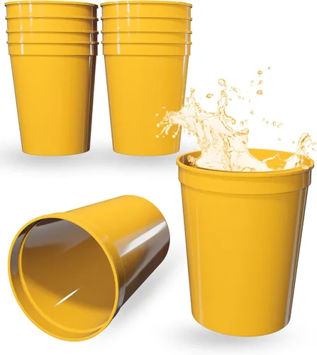 Vista 27 de PartyPrints Paquete de 100 vasos de plástico en blanco reutilizables de 10 a 12 onzas, vasos de estadio a granel, sin BPA, aptos para lavavajillas