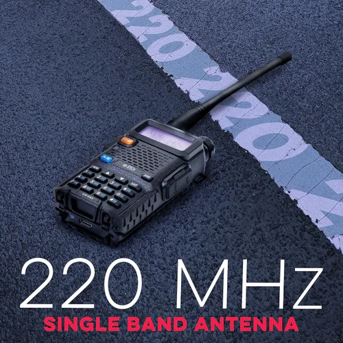 Vista 7 de BTECH UV-5X3 radio tribanda de 5 W, VHF, 1.25M, UHF, amateur (ham), incluye antena de doble banda, antena 220, audífono, cargador y otras radios