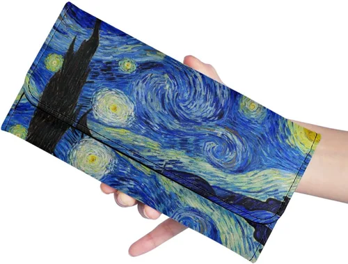 Vista 4 de Cartera de cuero para mujer, con bloqueo de cartera, organizador de tarjetas, regalo para el día de la madre