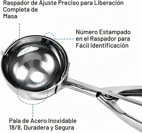 Vista 3 de Saebye Cuchara de 4 onzas, cuchara para galletas #8, cuchara grande para helado con gatillo, cuchara para porciones, cuchara para magdalenas