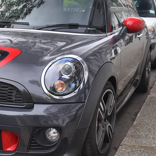 Vista 7 de Cromo conductor lado izquierdo faro Trim anillo biselCompatible con Mini Cooper 2007-2014 R56 R56 R57 R58 R59