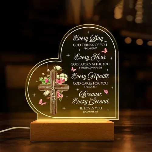 Vista 7 de SANDJEST Luz nocturna acrílica, regalos cristianos para mujeres, regalos inspiradores con versículos de la Biblia, decoración religiosa