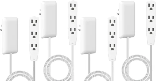 Vista 28 de LIDER LWE3-315-BK - Extensor de toma de corriente de cara plana con 3 receptáculos, enchufe de pared ultrafino, regleta de alimentación con cable
