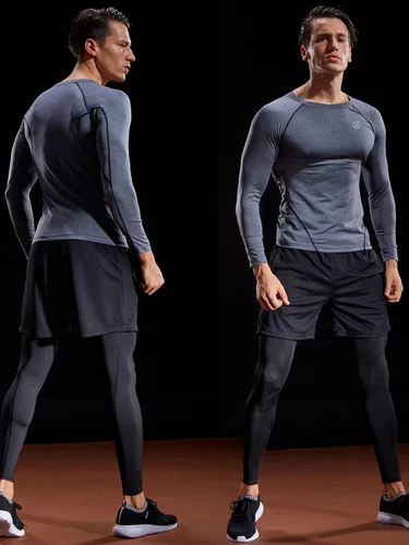Vista 5 de Neleus - Camisas de compresión de manga larga para hombre, para ejercitarte, correr, 3 u.