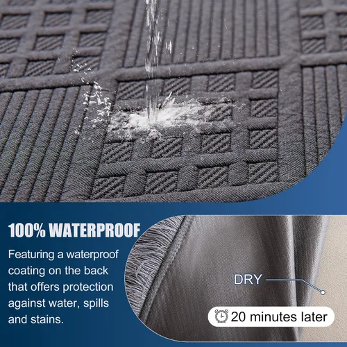 Vista 3 de Fundas impermeables para sofá modular en forma de L, 2 piezas, lavable, en forma de L, protector de muebles acolchado de jacquard para perros Gris