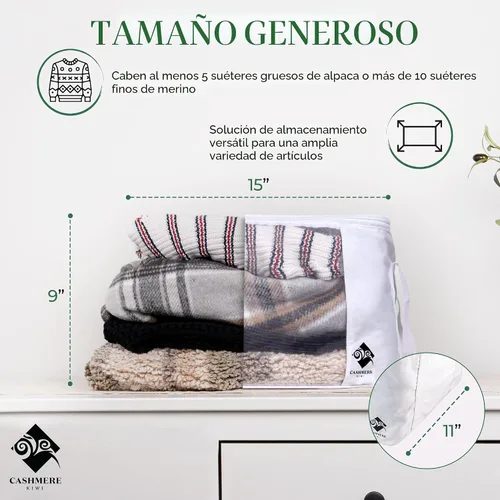 Vista 4 de Bolsas de almacenamiento de suéter de cachemira con protección contra polillas de cedro Bolsa de algodón transpirable y lavable Adecuado