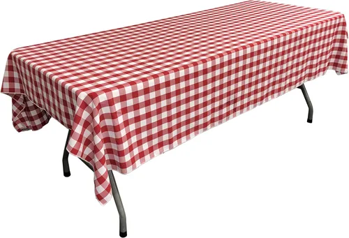 Vista 18 de LA Linen Mantel rectangular de poliéster Gingham a cuadros 60 por 84 pulgadas, blanco y verde oscuro