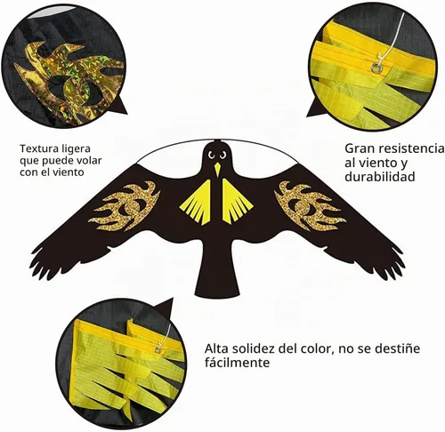 Vista 2 de Cometa de Halcón para Aves, Cometa Voladora para Protección de Cultivos Espantapájaros, Cometas Voladoras Sin Mástil - Estilo E Estilo E sin poste