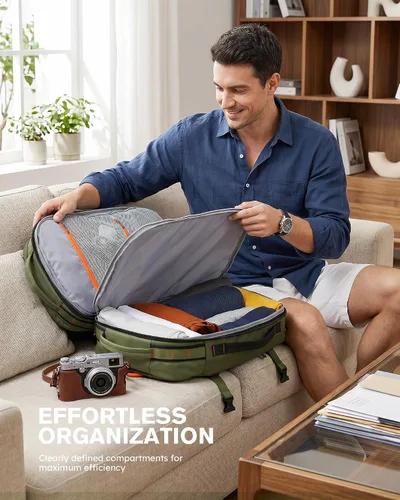 Vista 8 de Tolaccea Mochila de viaje para laptop para hombres y mujeres, mochila de transporte expandible de 40L-50L con compartimento húmedo y seco, mochila