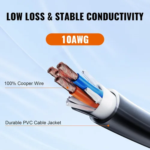 Vista 4 de VEVOR Cable de alimentación para RV de 15 pies, 30 amperios, cable de generador resistente STW 3 * 10AWG, enchufe macho NEMA TT-30P hembra NEMA