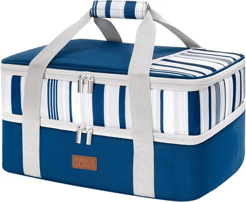 Vista 16 de Lifewit - Porta ollas aislada para alimentos calientes o fríos, olla con tapa y estuche de transporte, soporte para lasaña para fiestas de comida